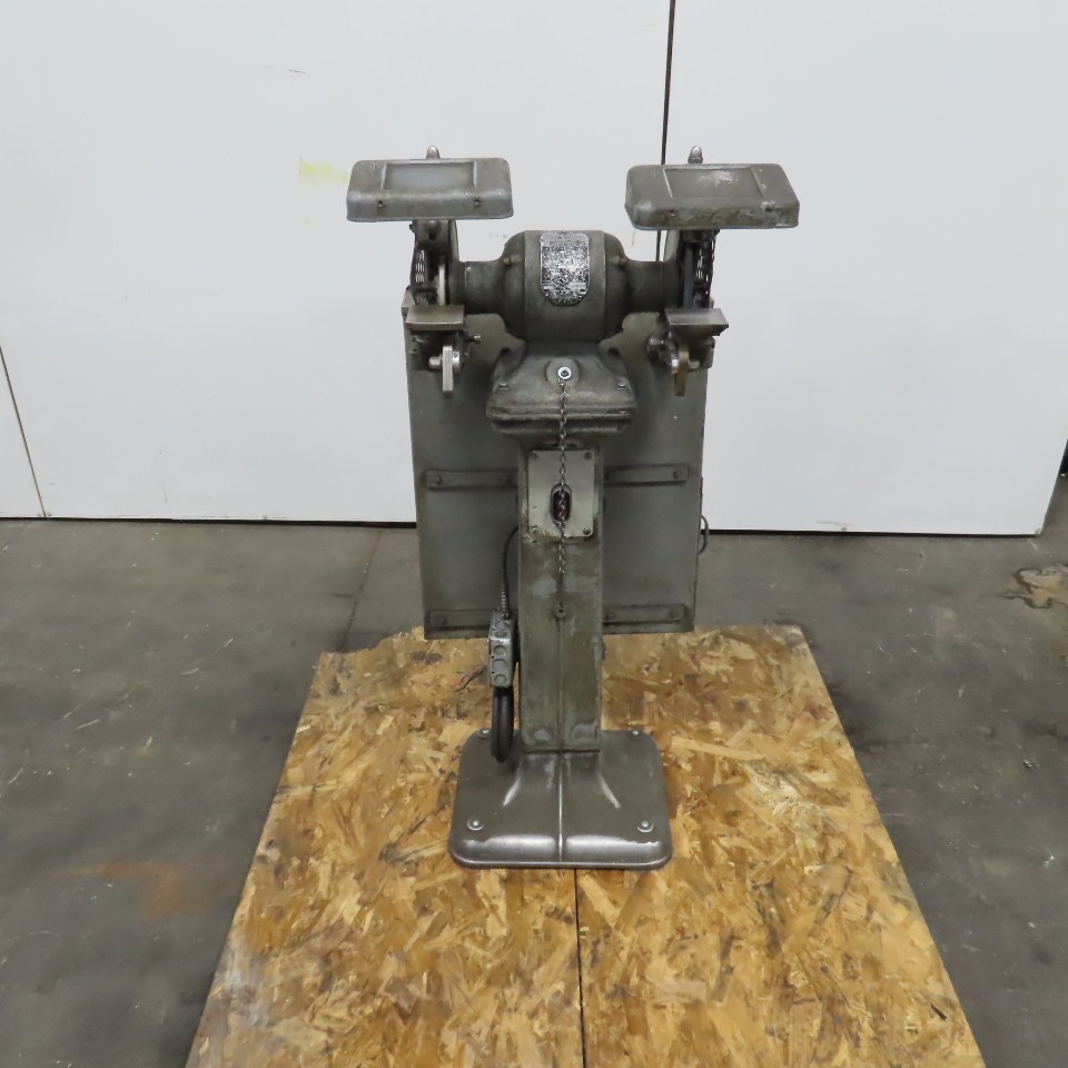 Delta 1/2HP Pedestal Mount 6″ Dual Wheel Grinder Buffer 230V 3PH W/Catch Pan