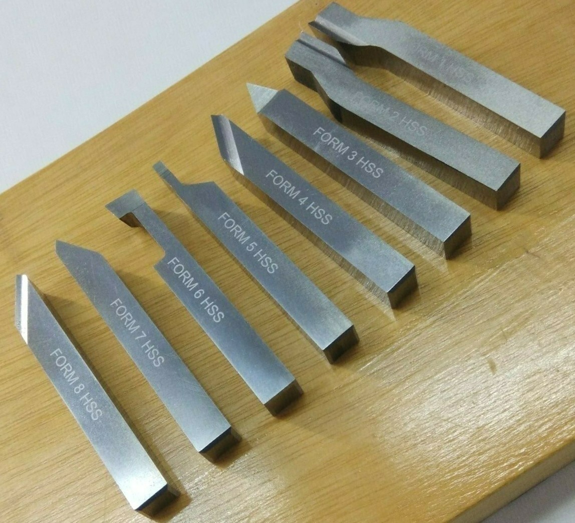 Lathe Form Tools 12 x 12 x 100mm HSS M2 8 Pieces Set TURNING THREADING FINISHING