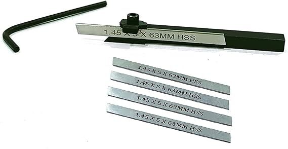 Mini Cut Off Parting Tool Holder With 4 Spare Knurls for Unimat, Grizzly Lathe
