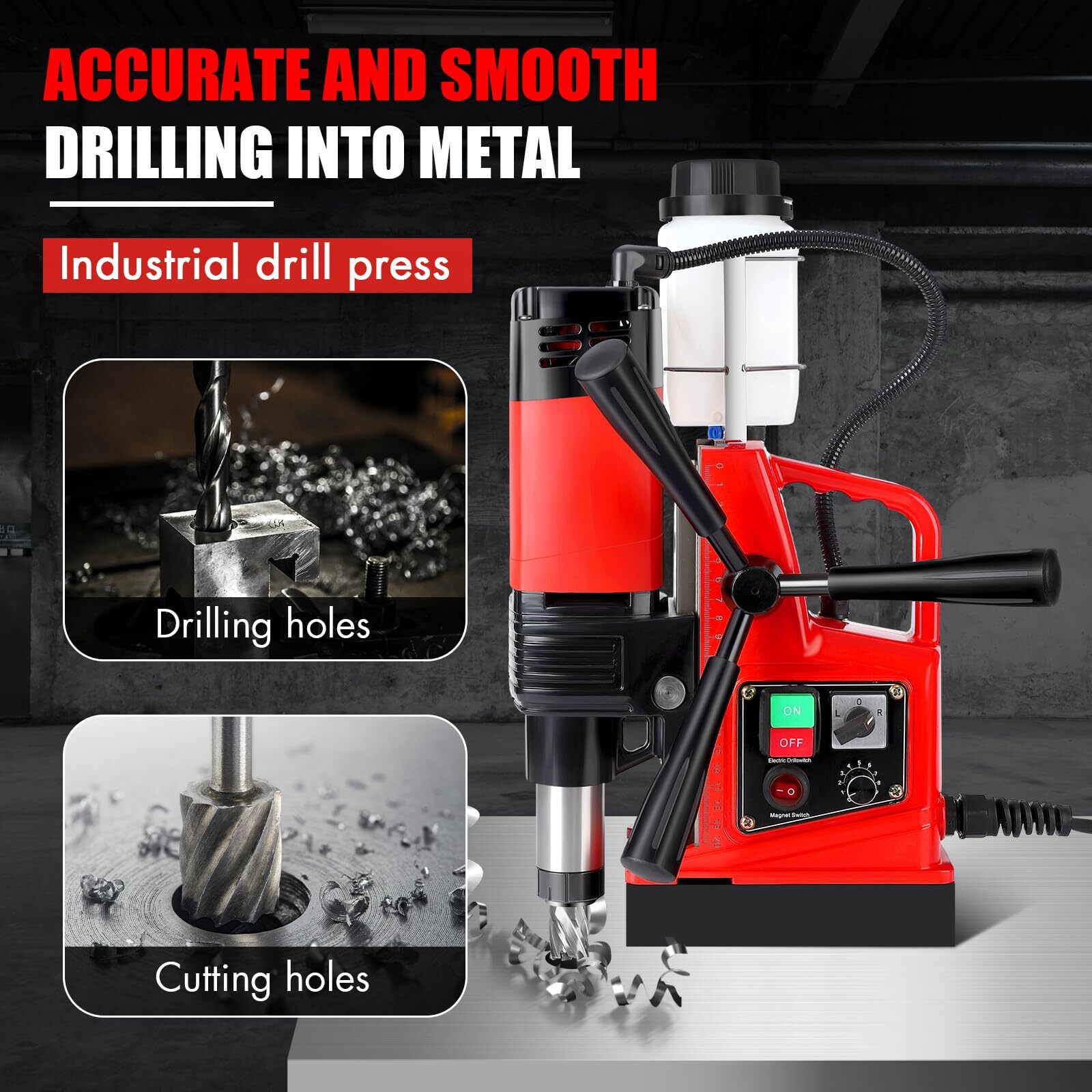 Magnetic Drill Press 1400W 810 RPM 2Inch Boring Diameter Single Track Portable