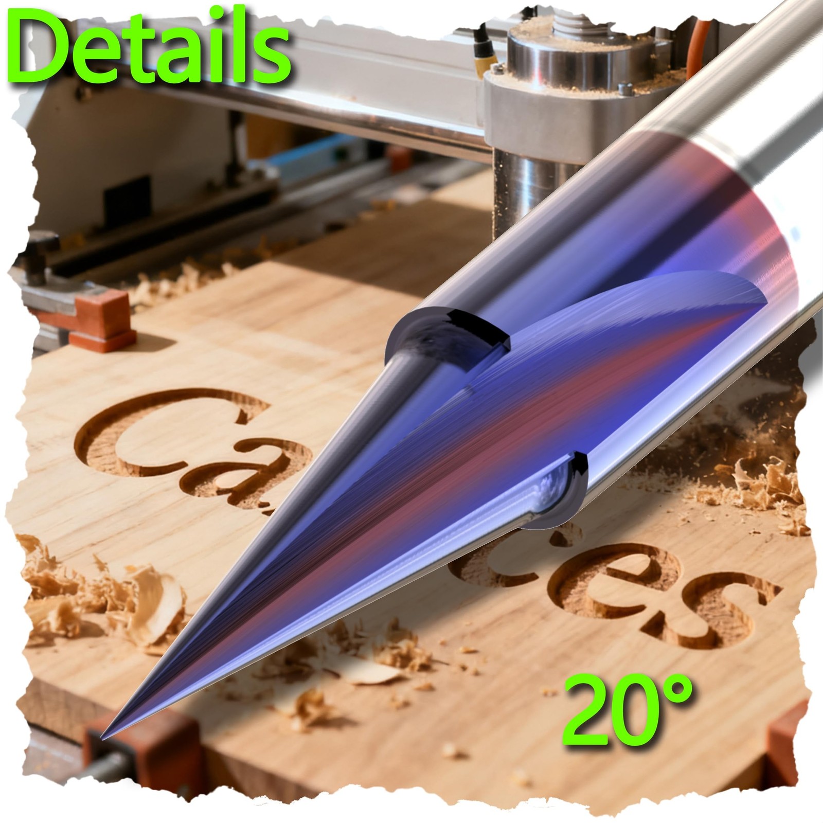 Engraving CNC Wood Carving Router Bit Set 1/4 Inch Shank 15°, 20°, 60&