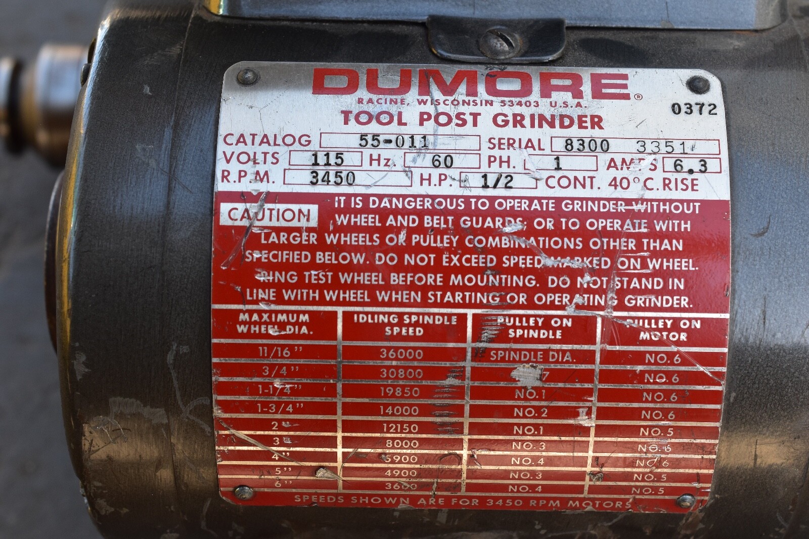 dumore tool post grinder 55-011