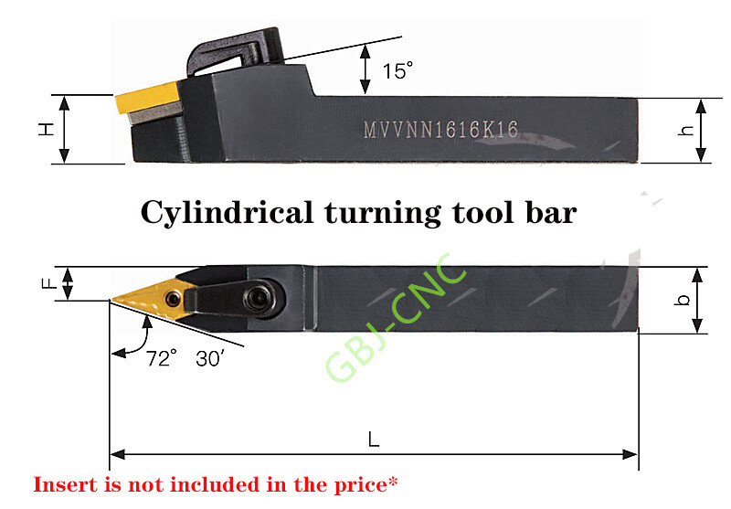 27.5° MVVNN 1616 2020 2525 H16 K16 M16 External turning tool For VNMG (clamp)