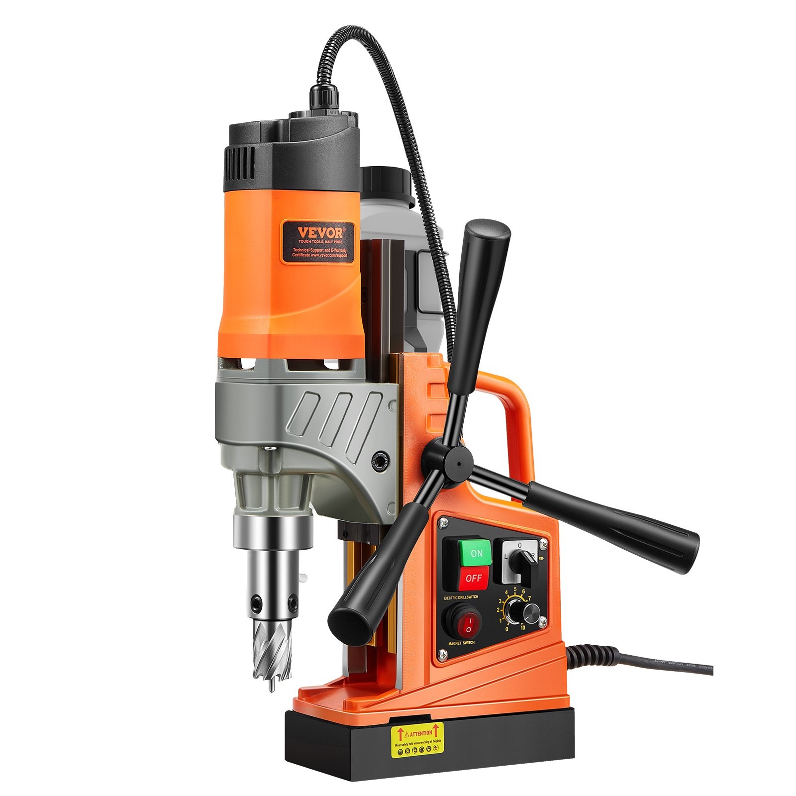 1450W 12500N Portable 850RPM 1.6″ Mag Drill Press 11HSS Bits Magnetic Drill