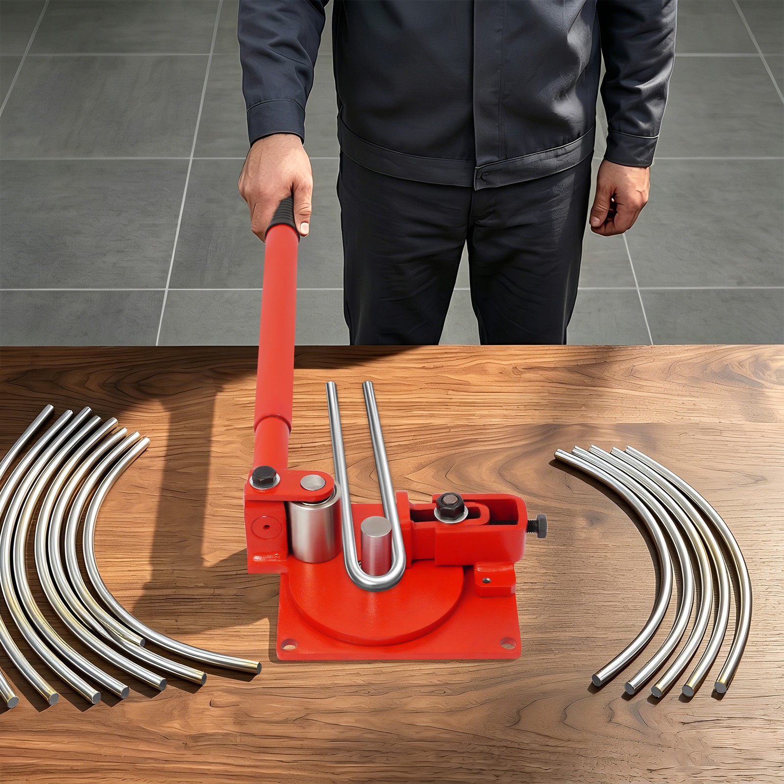 Manual Rebar Bender, Heavy-Duty Rebar Bending Tool, Rod Bar Bender w/ 7 Bearings
