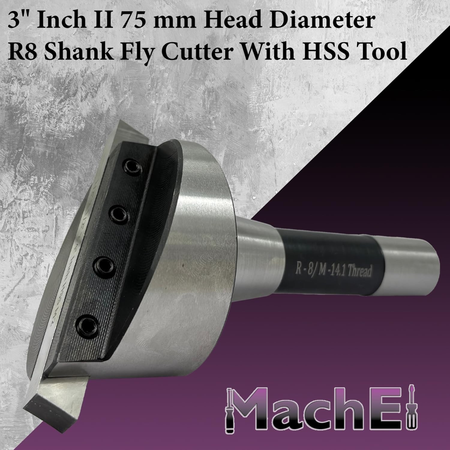 MachEl 3″ Fly Cutter R8 Shank w/ HSS Tool Bit 75mm.