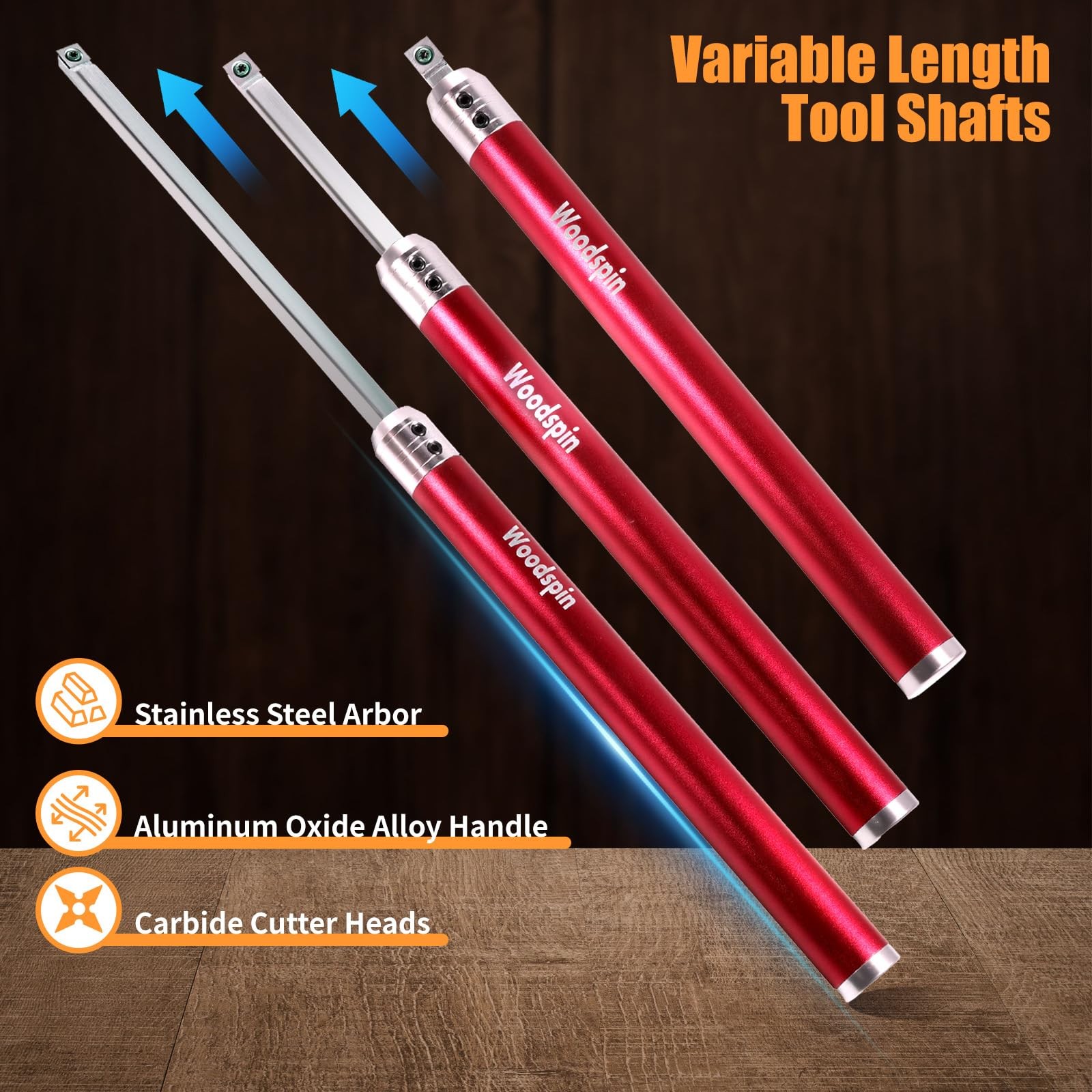 Wood Turning Kits Carbide Lathe Tools Indexable Inserts Storage Case Red