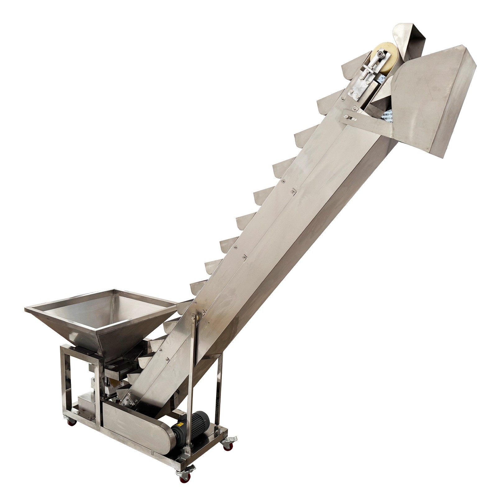 110V Stainless Steel Bucket Conveyor Feeding Machine 6.8ft Flour Feeder