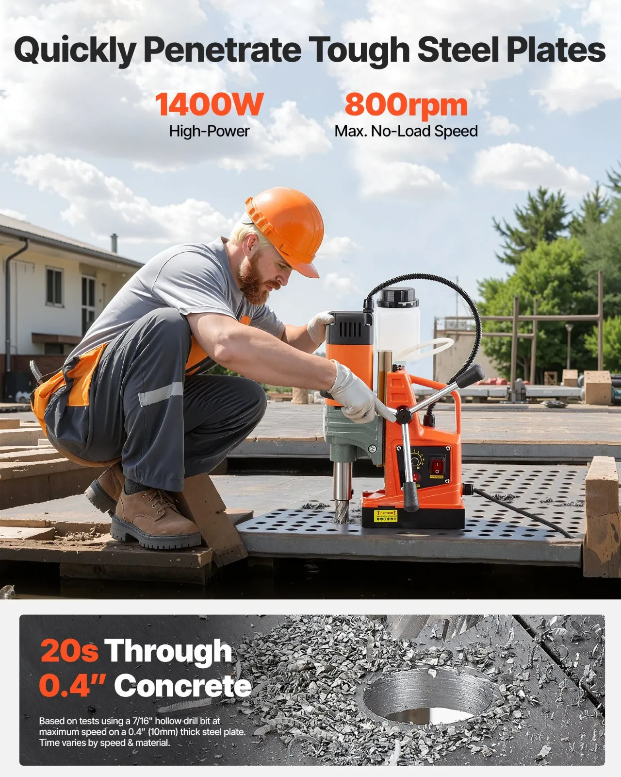 Magnetic Drill Press 1400W, 2 inch Boring Diameter 0-800 RPM, 2810 lbf/ 12500N