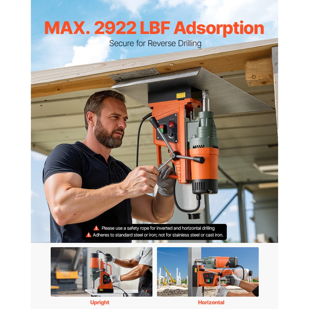 1550W Magnetic Drill 2 Inch Coring Diameter 2922 lbf Magnetic Force 0-550 RPM