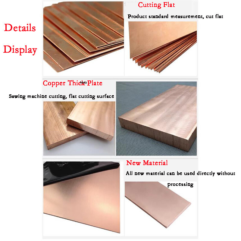 T2 Pure Copper Sheet Metal Plate Board Thick 0.5mm-5mm Laser Cut Multiple Size