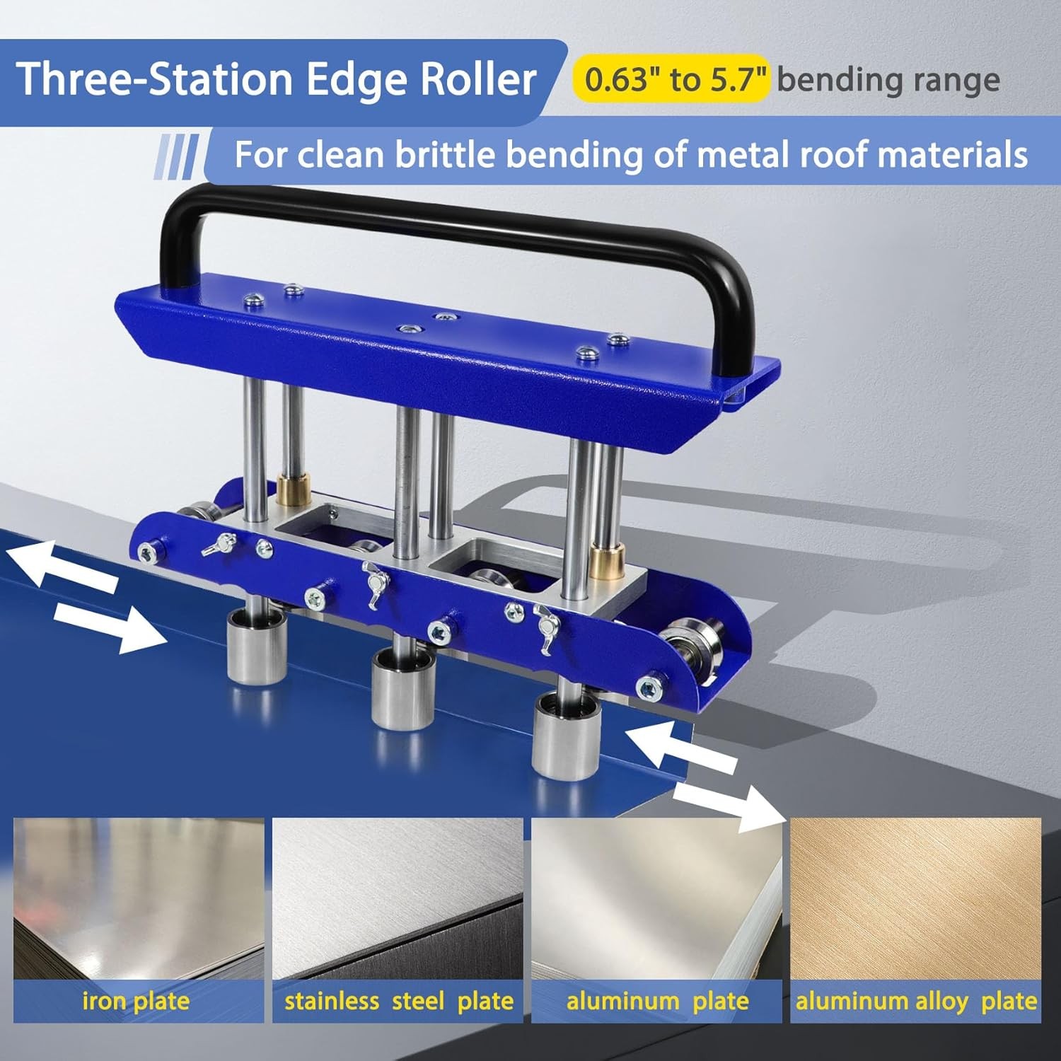 Casmer Three-Station Edge Roller Metal Bender 0-90 Degree Blue V-Shaped 29-22