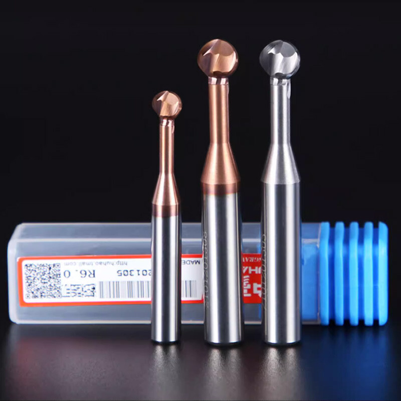 R0.5mm – R10mm TiN Coated Solid Carbide Ball Nose End Mill Lollipop Cutter CNC