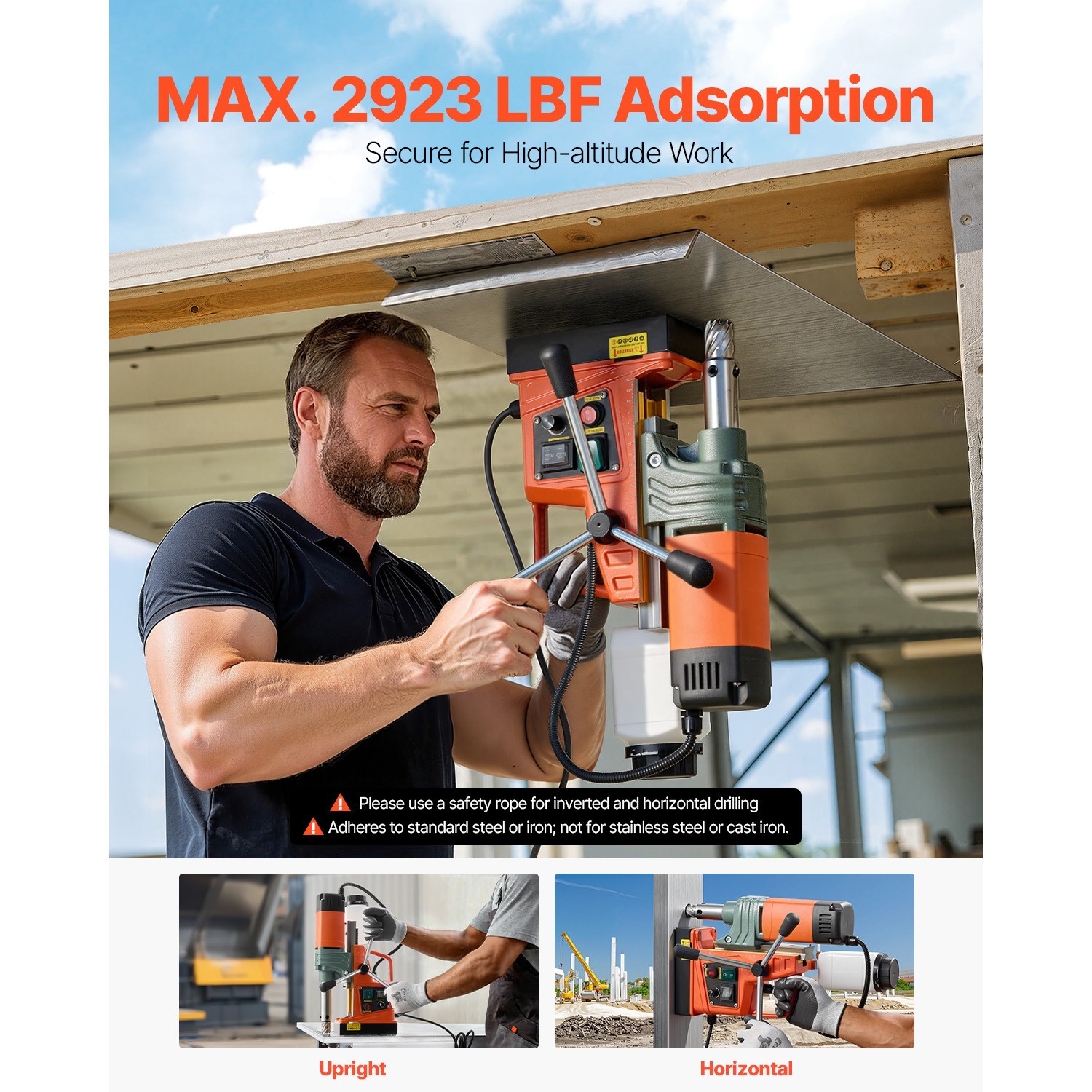 Uimoso Portable Magnetic Drill Press 1450W, 2923 lbf, 2″ Coring Capacity