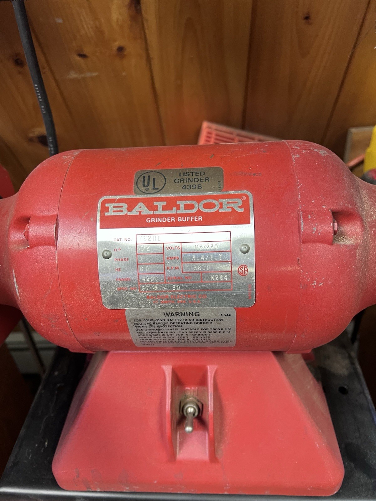Vintage Baldor 762RE Bench Grinder Buffer 1/2 HP 3600 RPM USA Heavy Duty