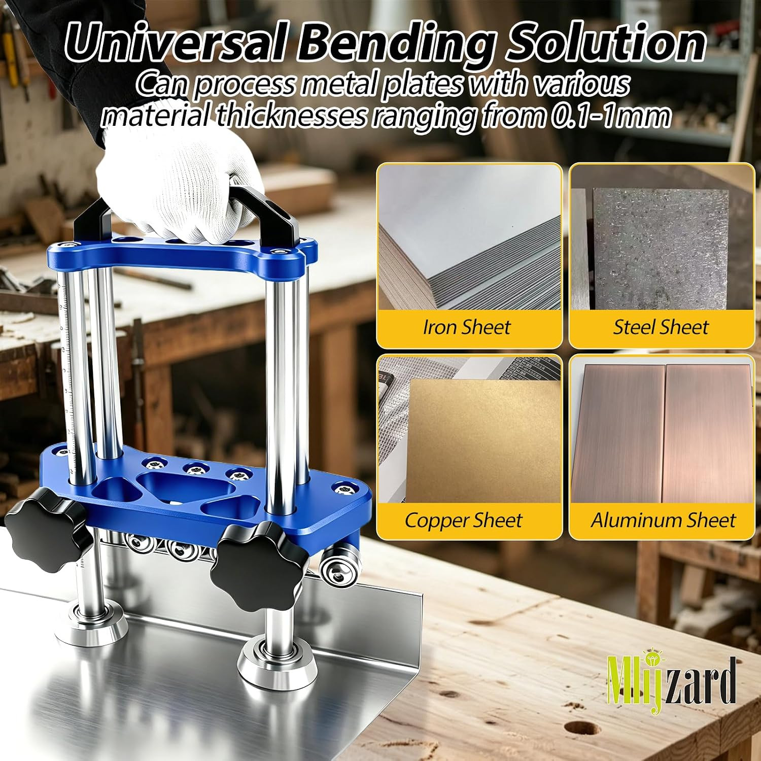 2 Station Sheet Metal Bender Tool, Adjustable 0.27″-7″ Width, 0.1-1.0Mm Thicknes