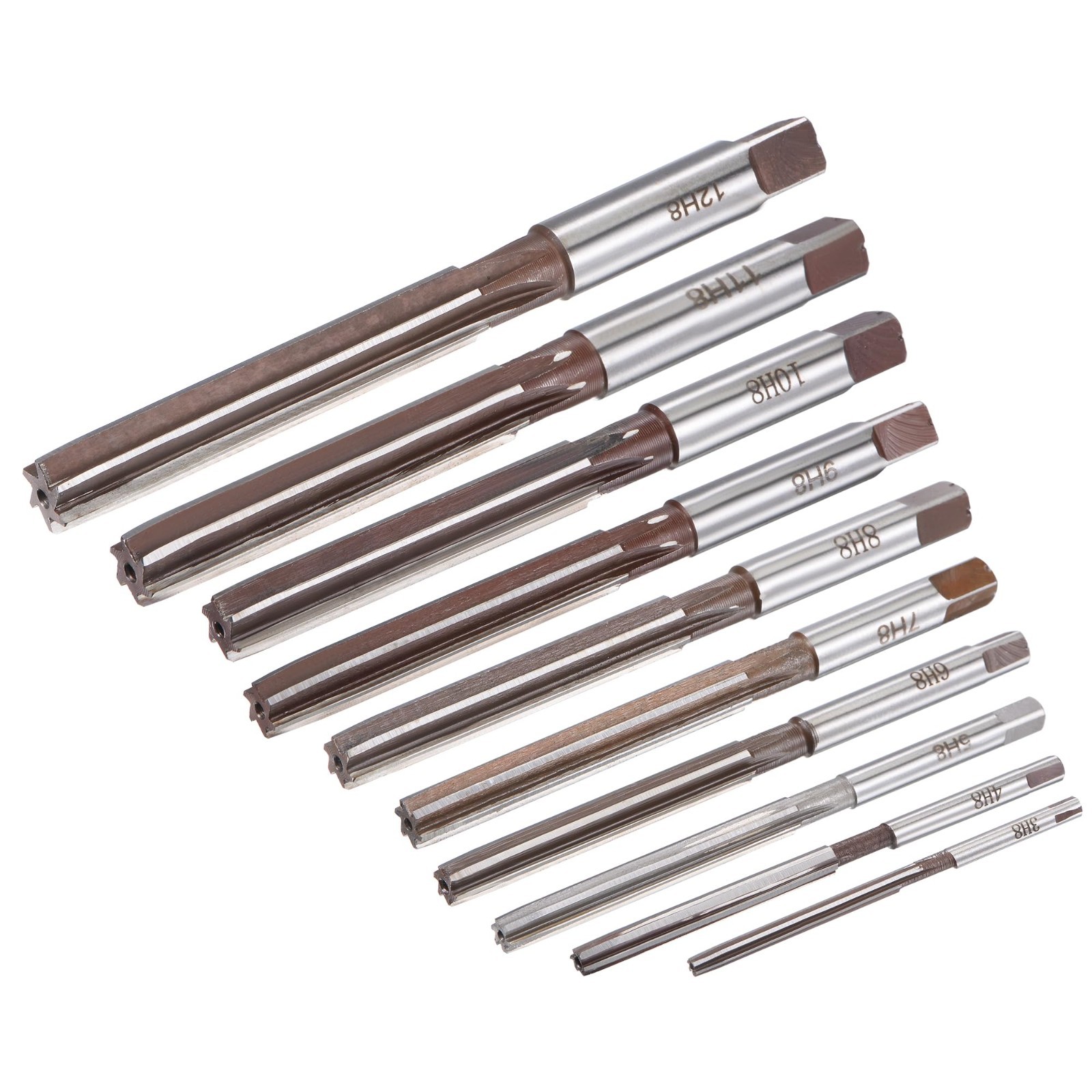 10-Piece Hand Reamer Set – H8 Accuracy, Alloy Tool Steel, 6 Flutes, Straight Sha