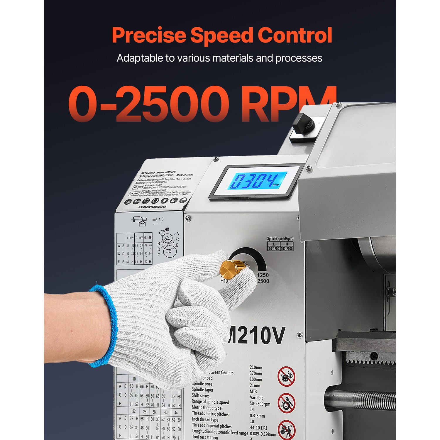 Uimoso 8 x 16 in Metal Lathe Machine, 550W, Variable Speed 0-2500 RPM