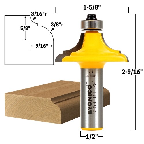 5/8″ Classical Ogee Edge Forming Router Bit – 1/2″ Shank – Yonico 13974