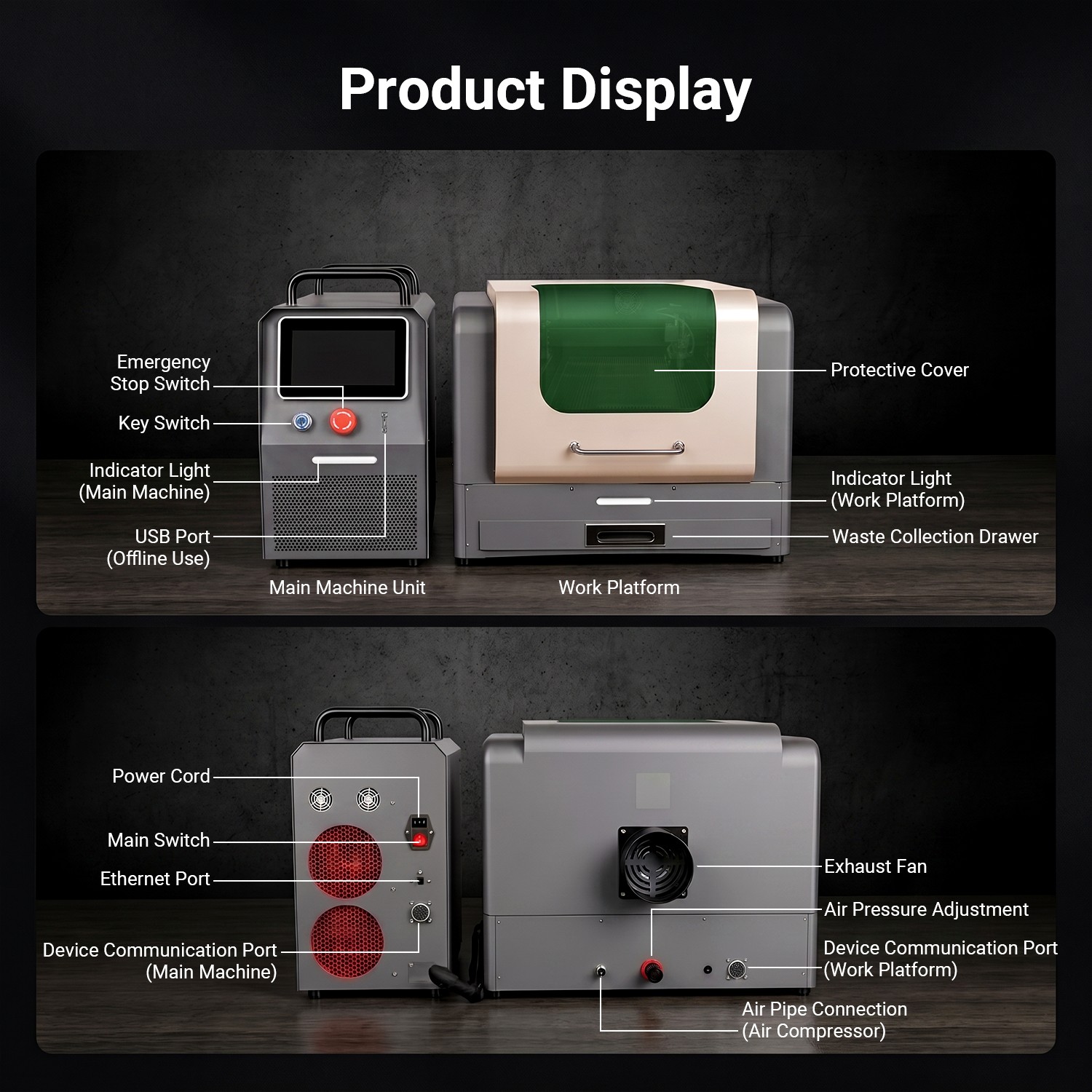 1200W Metal Laser Cutter Engraver JPT for Stainless Steel Brass Gold Silver