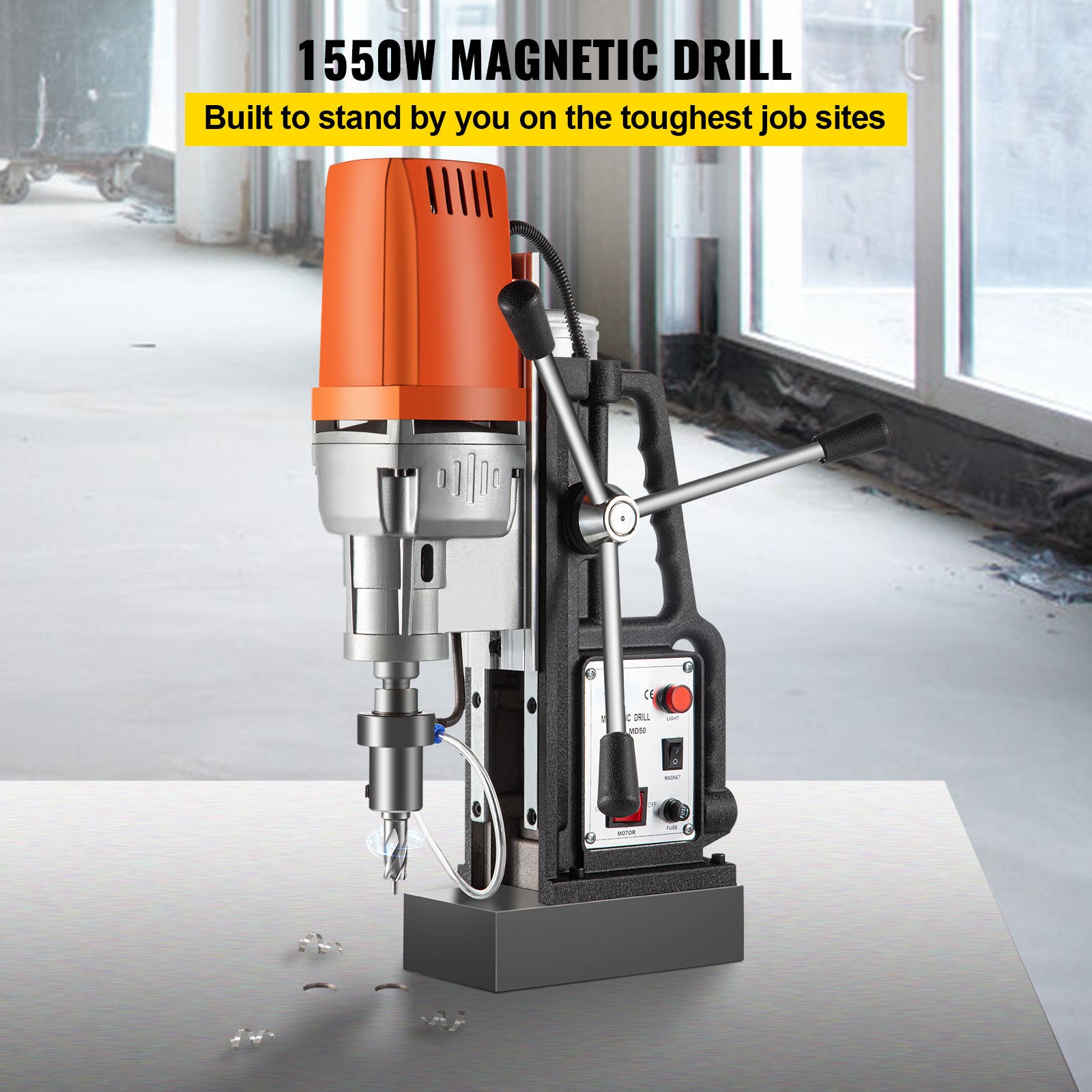 VEVOR 1550W Magnetic Drill Press 2″ Boring Dia & 2900 LBS Magnet Force MD50