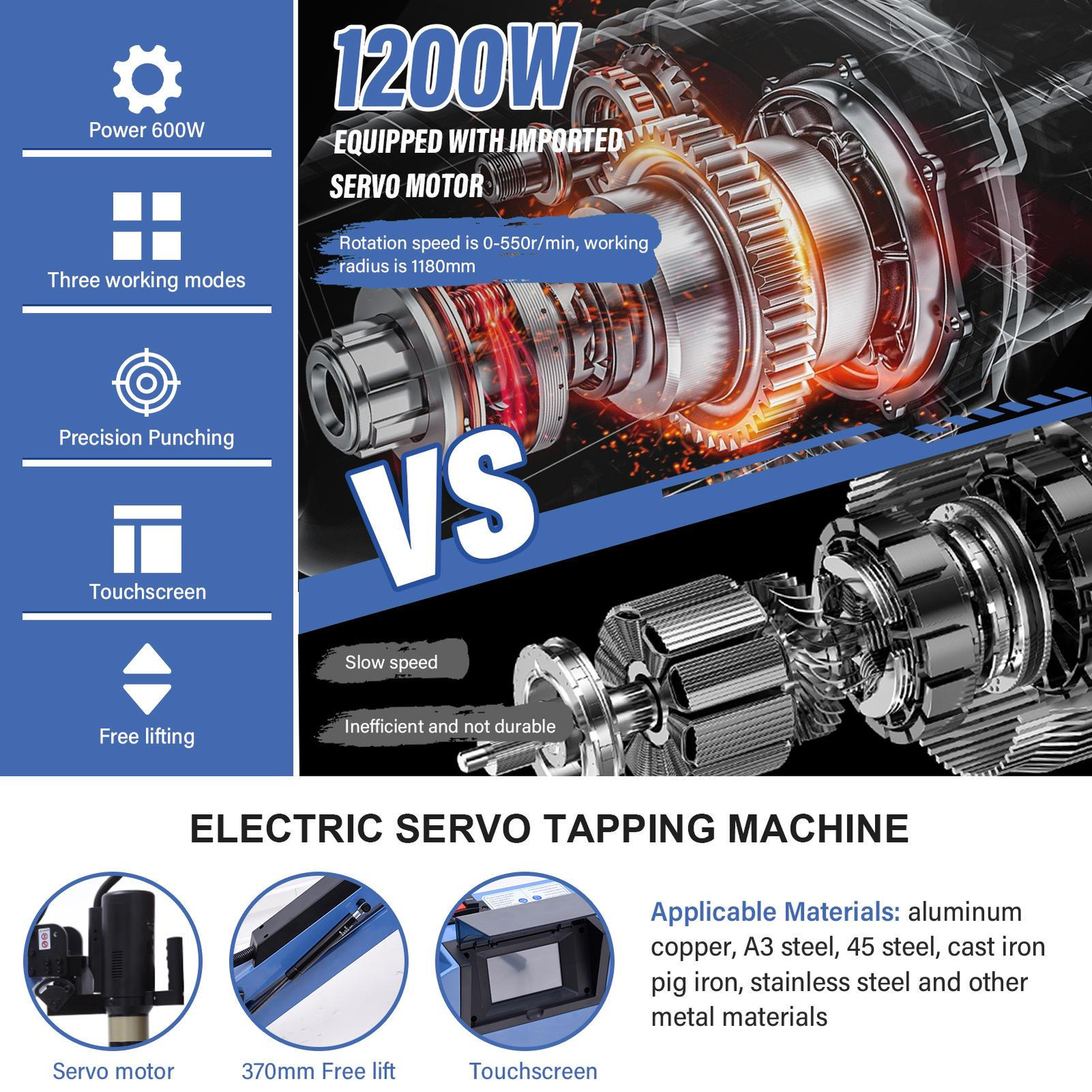 Electric Tapping Machine M4-M24 1200W Touch-Screen With Flexible Arm 110V–