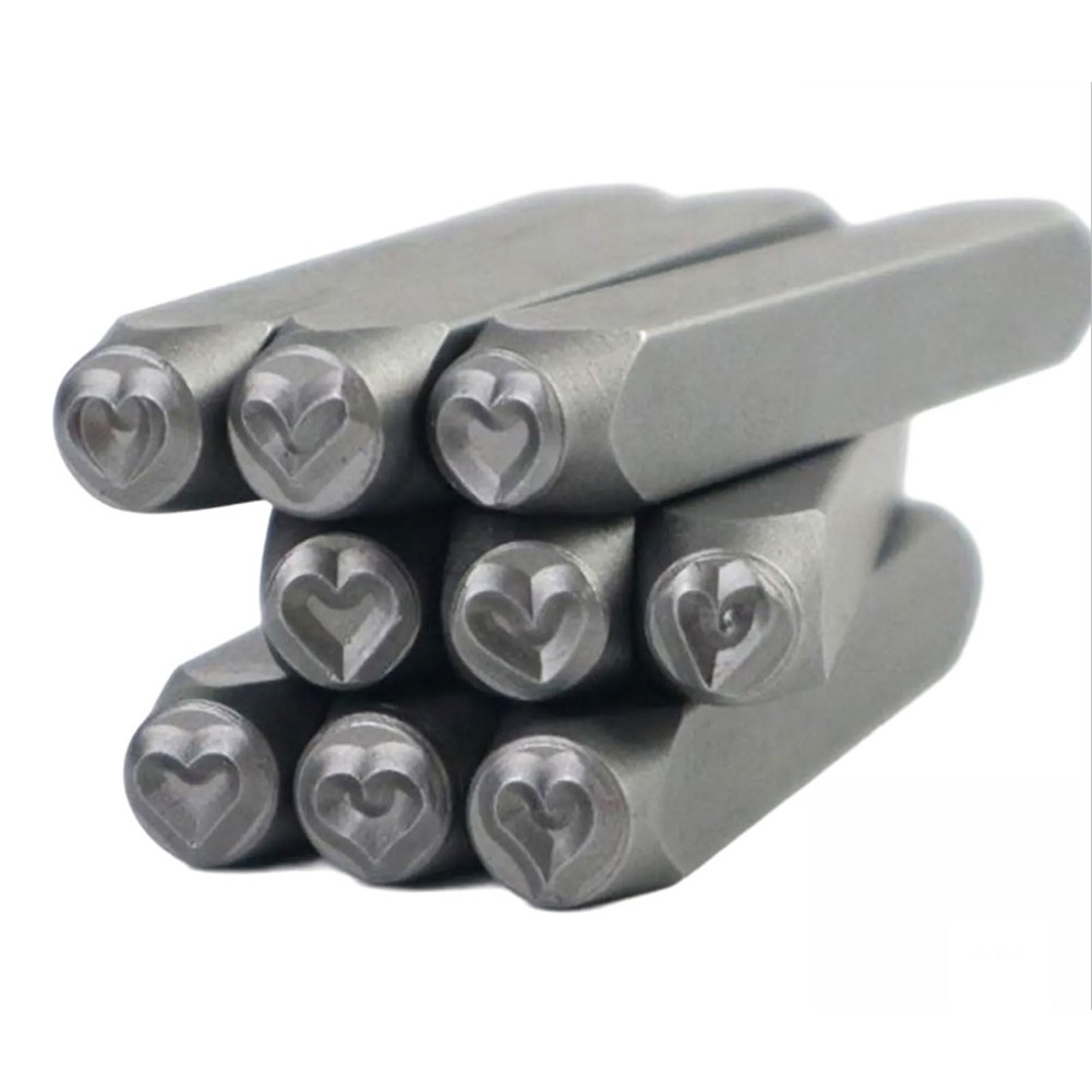 Heart Shaped Metal Stamp Set of 9 for Jewelry Projects and Creative DIY