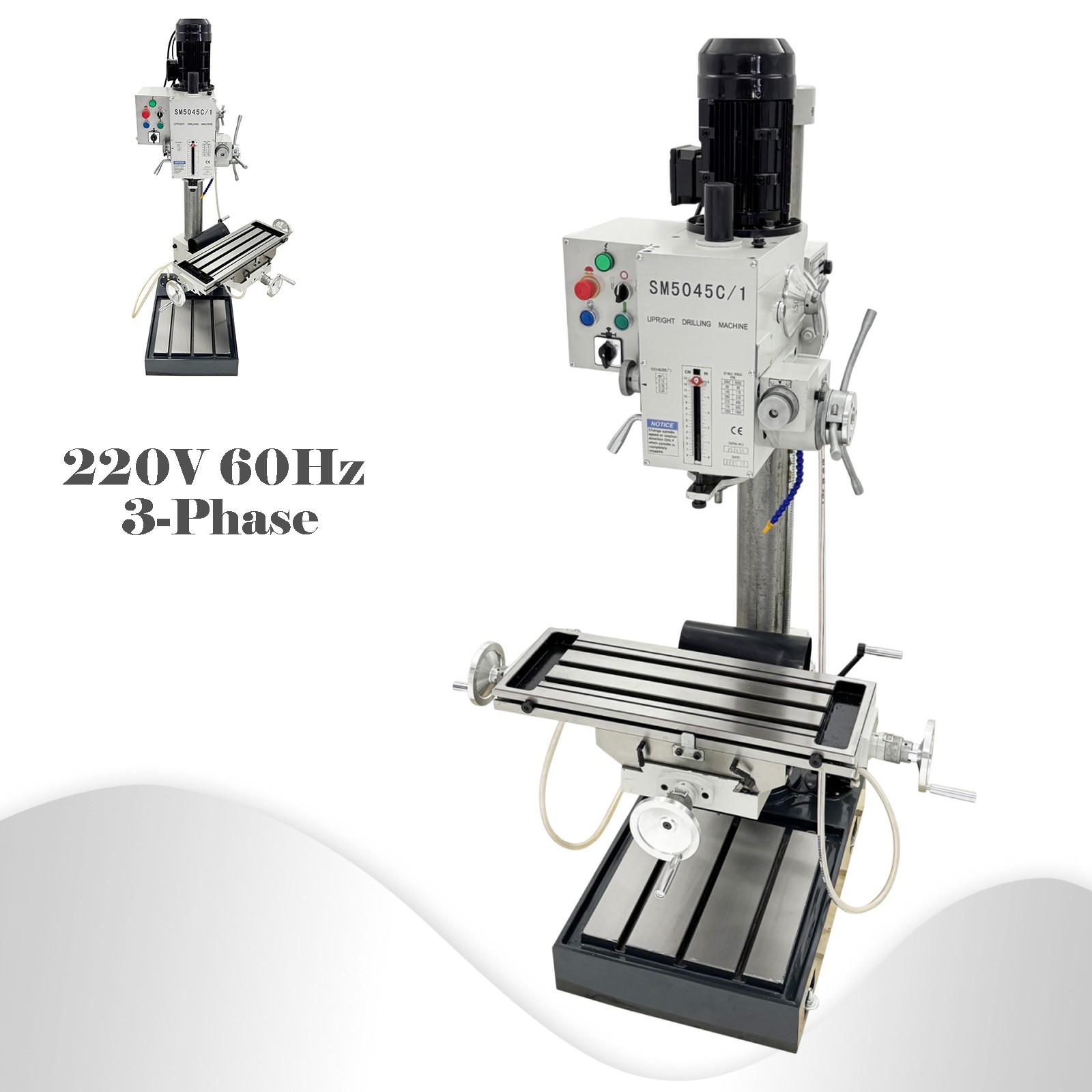 220V 3PH Automatic Feed Gear Head Vertical Drill Press Drilling Tapping Machine