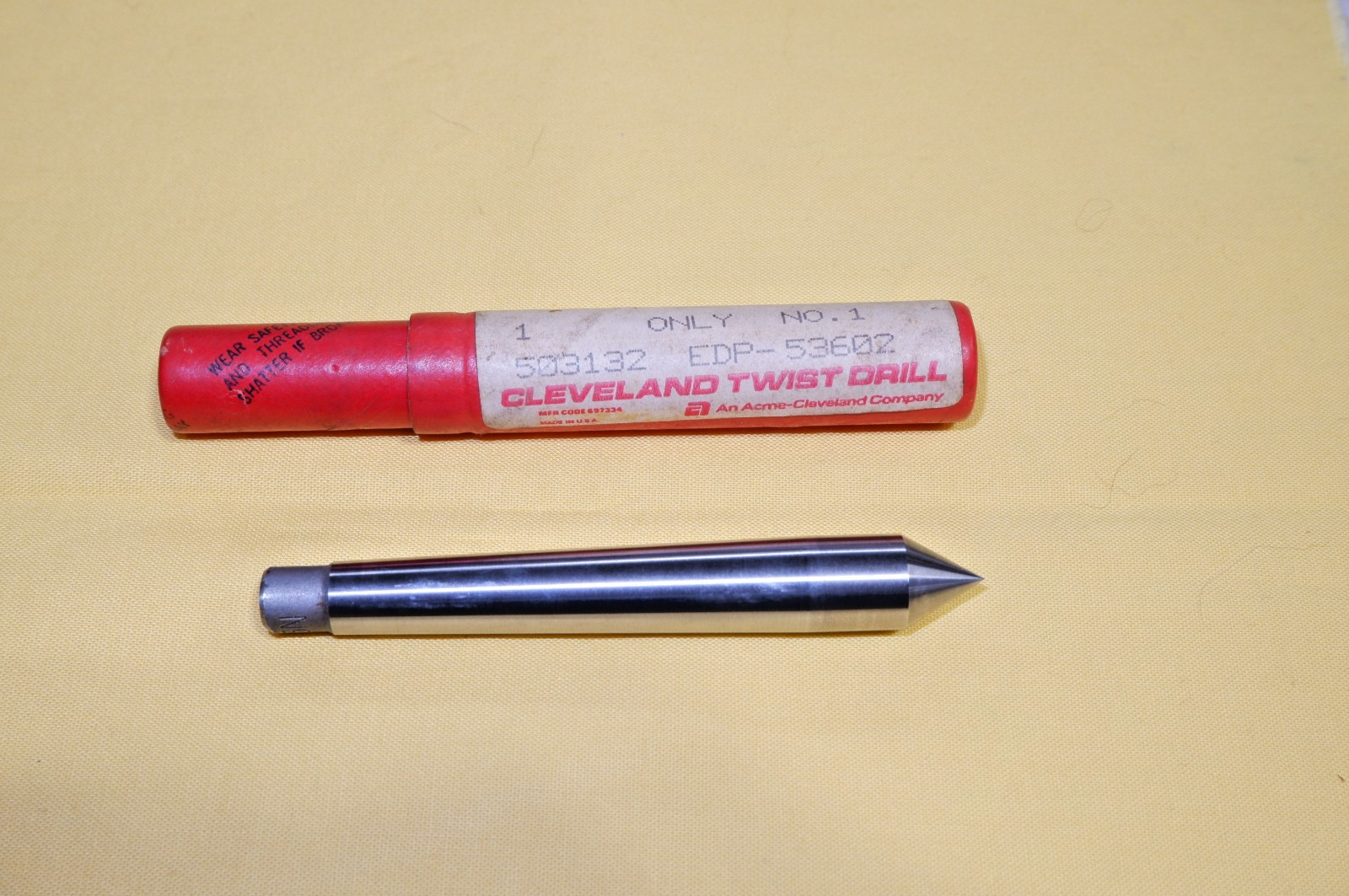 Cleveland Twist Drill, HSS Dead Center, No. 1 Taper Shank – FreeShip