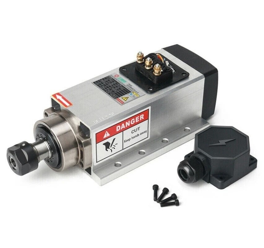 2.2KW ER20 Air-cooled Square Spindle Motor CNC Router Milling Engrave 220V/380V