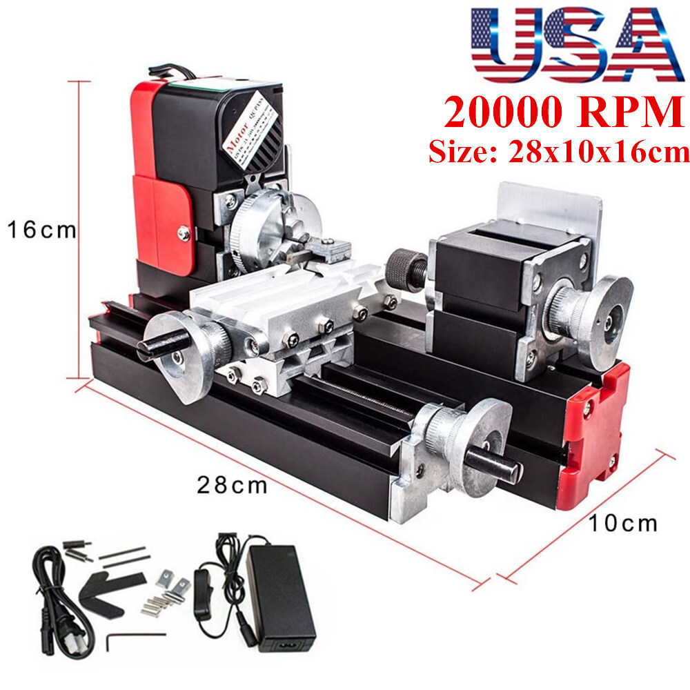 DIY Mini Lathe Machine 12V Metal Multifunction Miniature Lathe 20000Rev/min US
