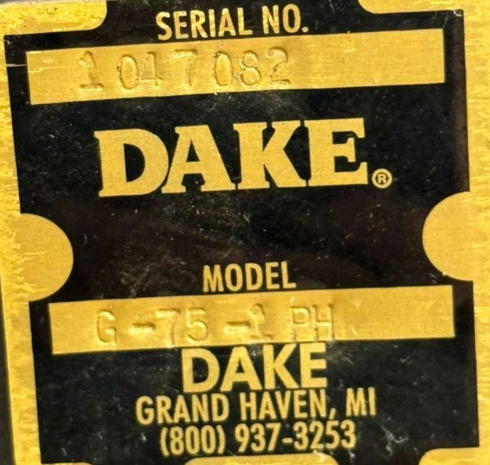 Dake Belt Sander Grinder Model G-75-1 PH w/ TTMC Two Capacity Capacitor Motor