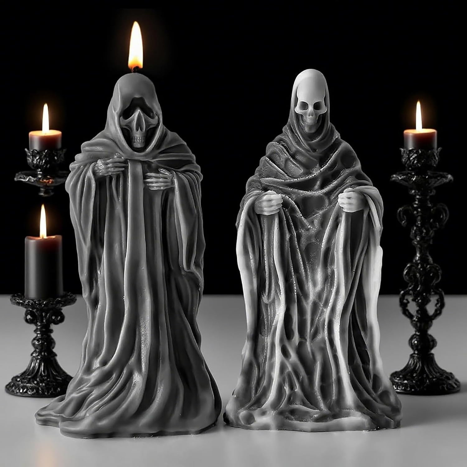 Ghost Skull Man Cylinder Candle & Resin Mold – Resin Casting Silicone Molds f…