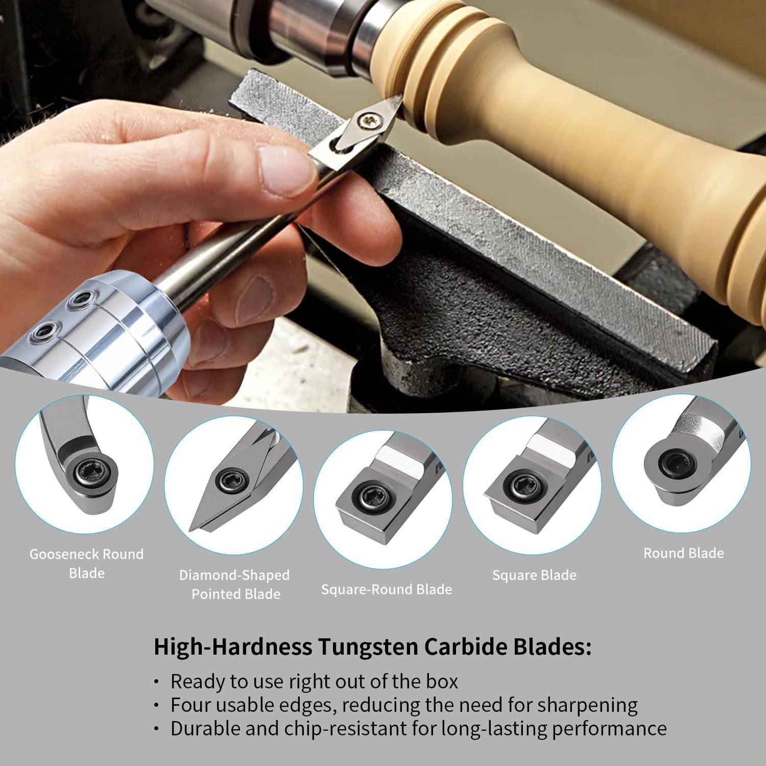 RUITOOL Carbide Wood Lathe Turning Tools Set with Bowl Sander, Including Swan…
