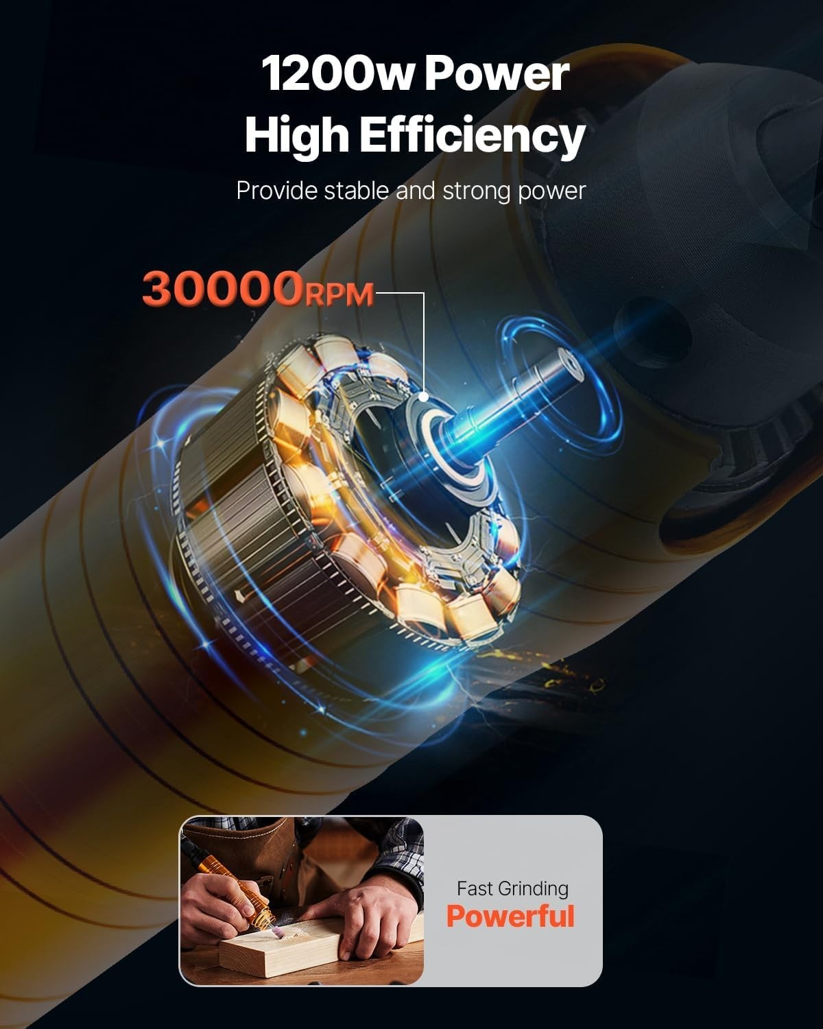 Flex Shaft Grinder, 1200W 30,000RPM Electric Flex Shaft Rotary Tool Carver,….