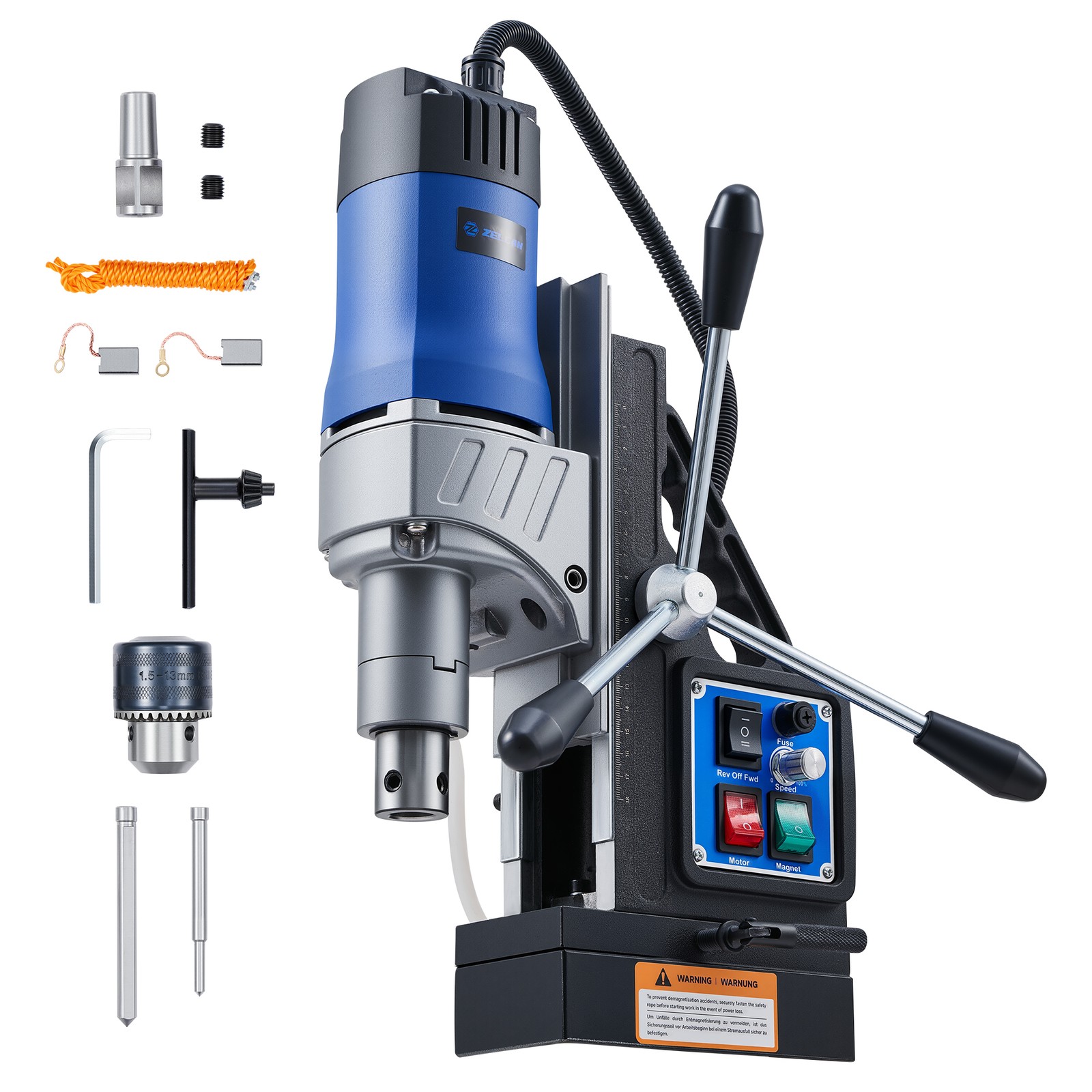 ZELCAN 1550W Magnetic Drill Press 2″ Boring Dia with Forward/Reverse Drilling
