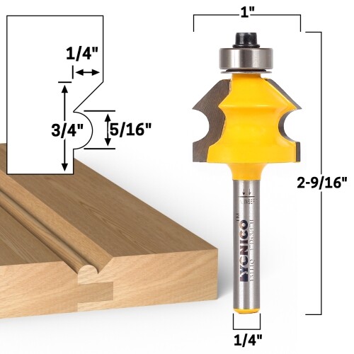 Wainscoting Router Bit Bevel & Bead – 1/4″ Shank – Yonico 13111q