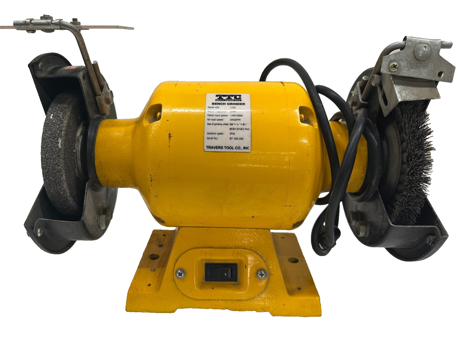 TRAVERS TOOL BENCH GRINDER 87-100-206 110 V 1/2 HP 350 W 3450 RPM 6″ WHEEL