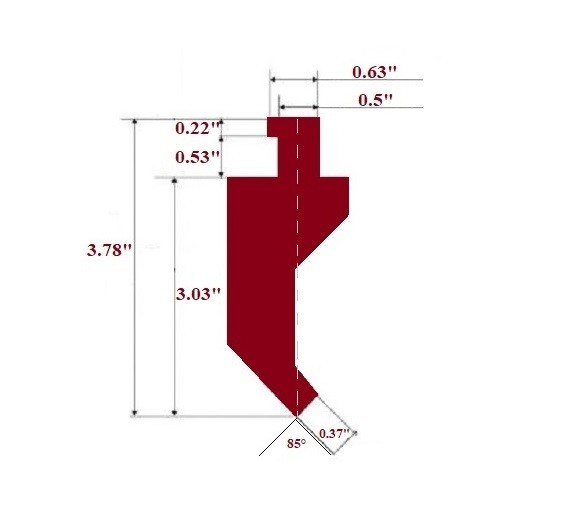 NEW 24” American Type with Safety Tang 85° Press Brake Punch Die Height: 3.03″