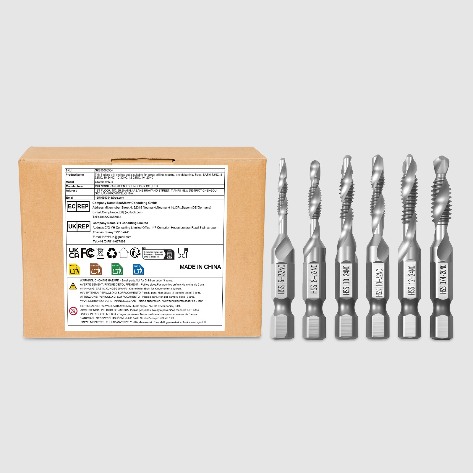 12-Piece Drill Tap Set, American Standard Drill Tap Set High-speed Steel 4341