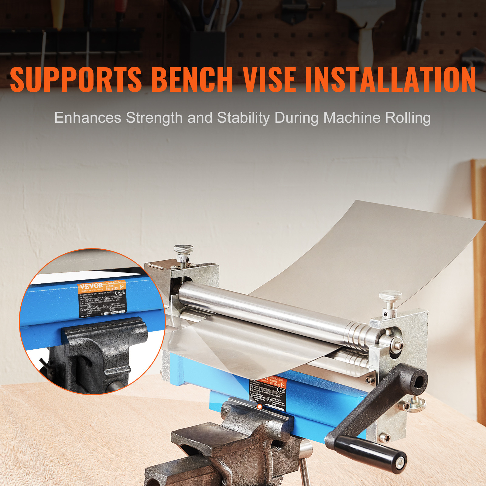 VEVOR Slip Roll Machine Sheet Metal Slip Roller 12.6” x 20 Gauge φ1.18 in