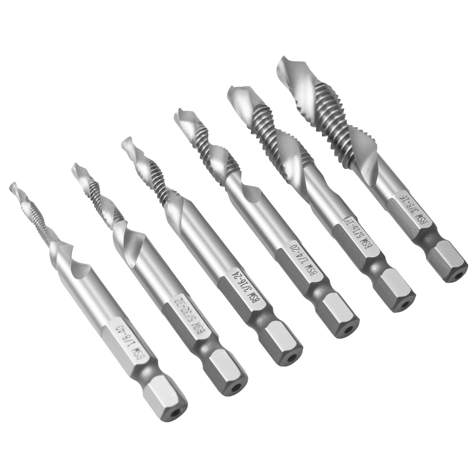 12-Piece Drill Tap Set, American Standard Drill Tap Set High-speed Steel 4341