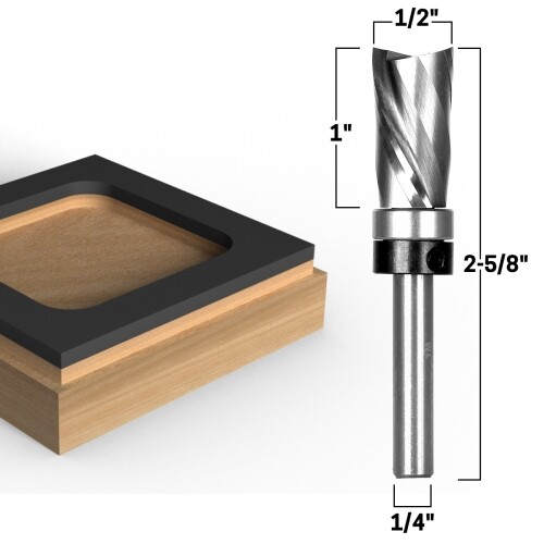 Top Bearing Downcut Flush Trim Router Bit 1″ H X 1/2″ D 1/4″ Shank Yonico 32204q