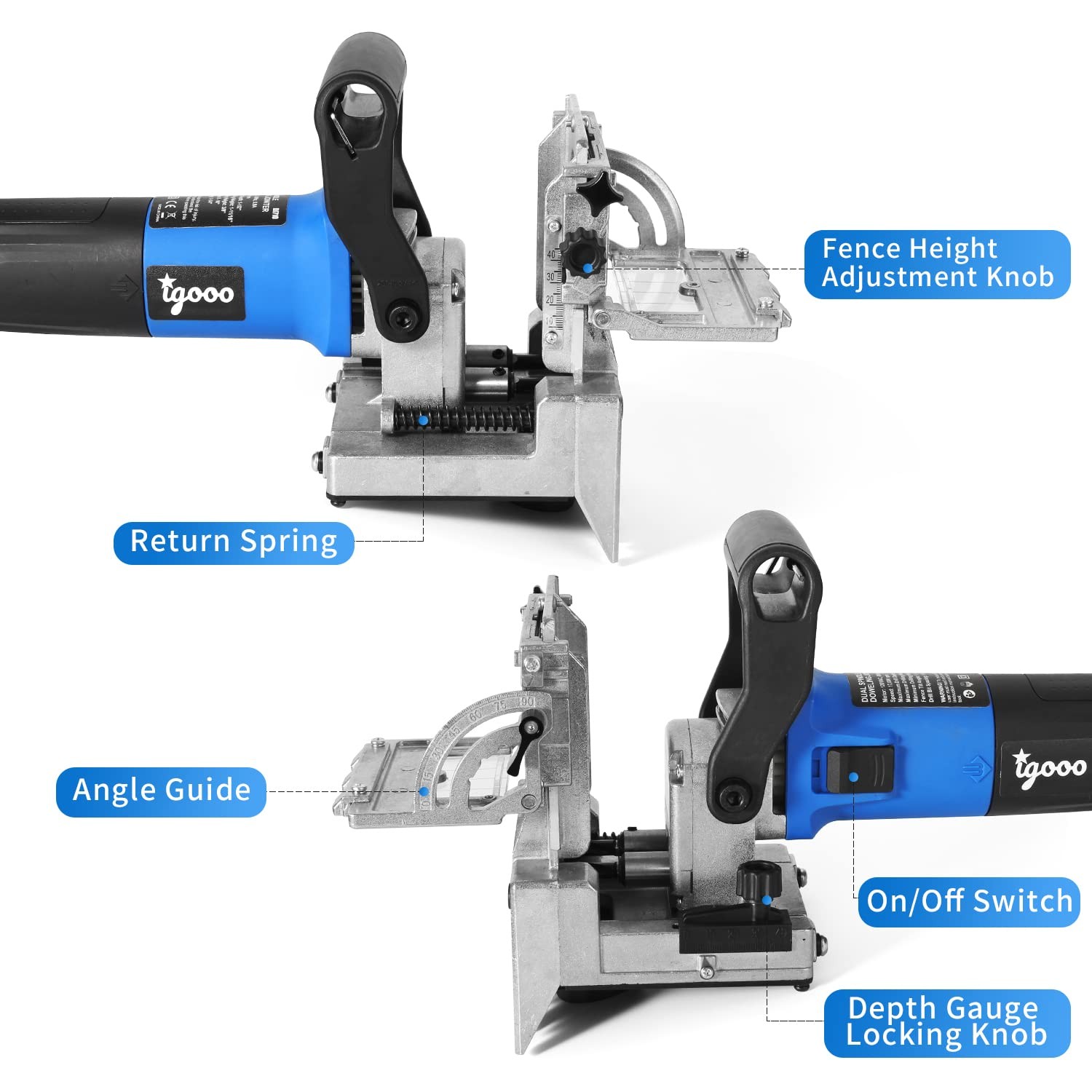 Dual-Spindle Doweling Jointer DJ710, 710W 120V 60Hz, Wood Plate Dowel Joiner,…