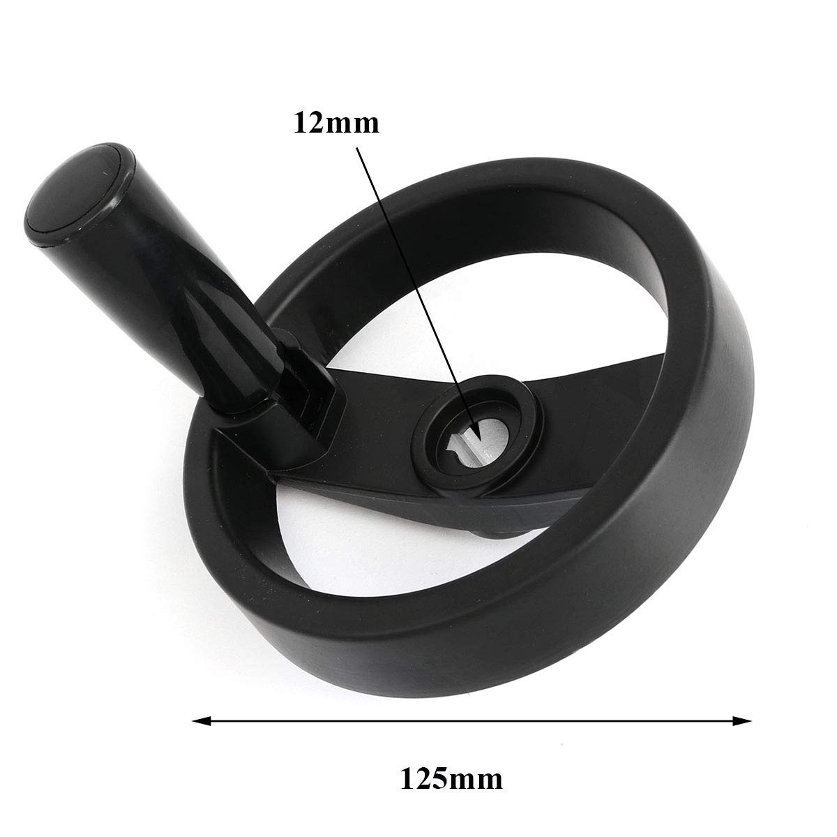 heyous Foldable Handwheel Spoke Hand Wheel with 12mm*125mm, slot 4mm, Black