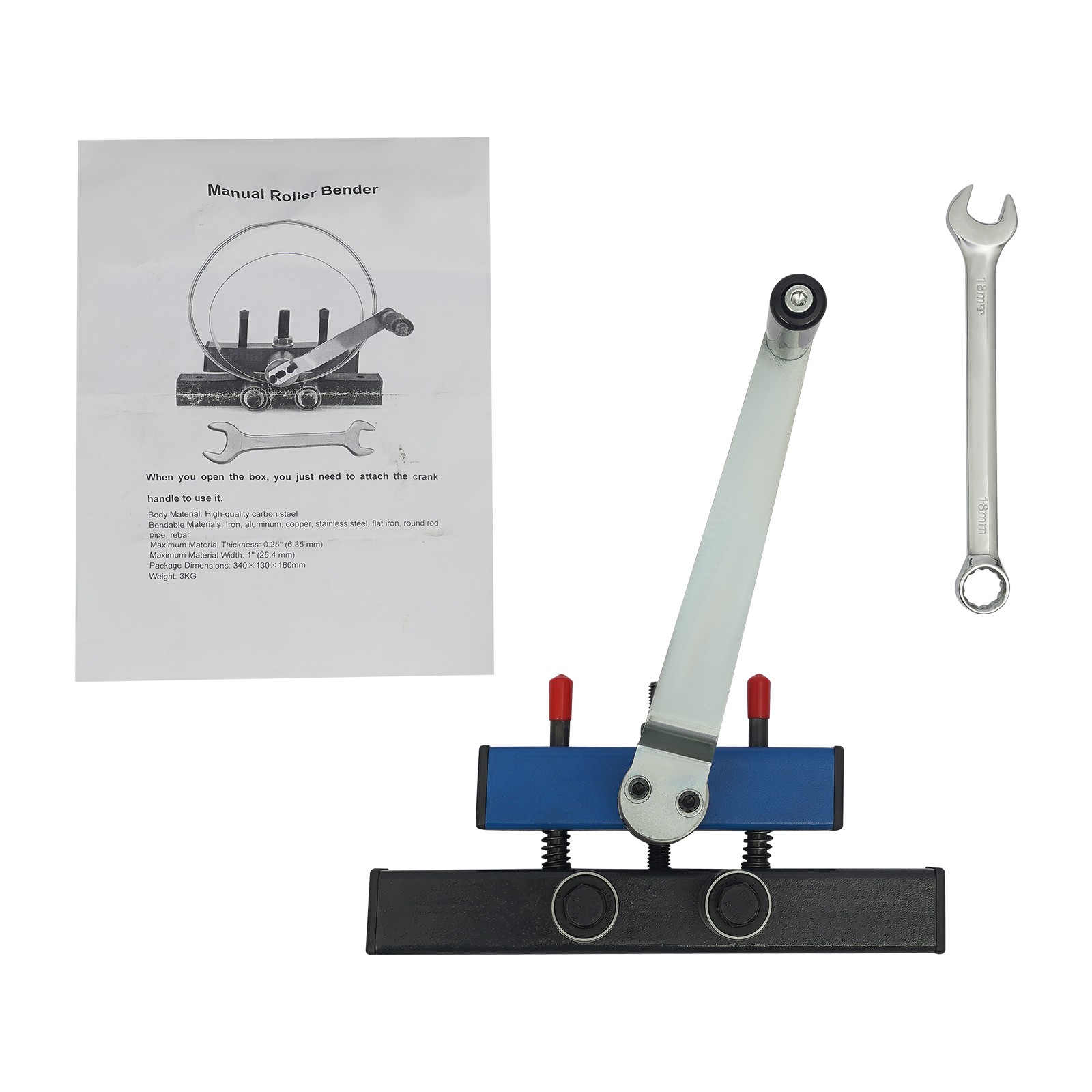 Manual Roller Bender,Workbench Mounted Bender,Multi-Function Metal Bending Tool