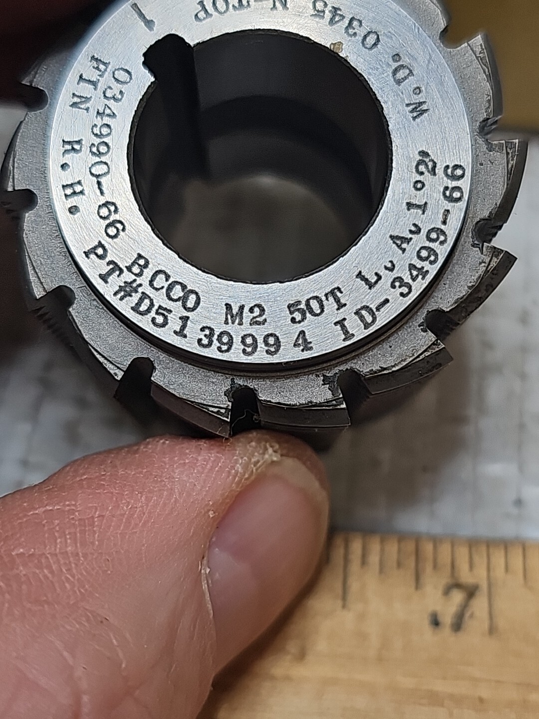 BCCO M2 GEAR HOB CUTTER 50T LA 1°2′ RH FIN N TOP 3/4 ARBOR EXCELLENT COND