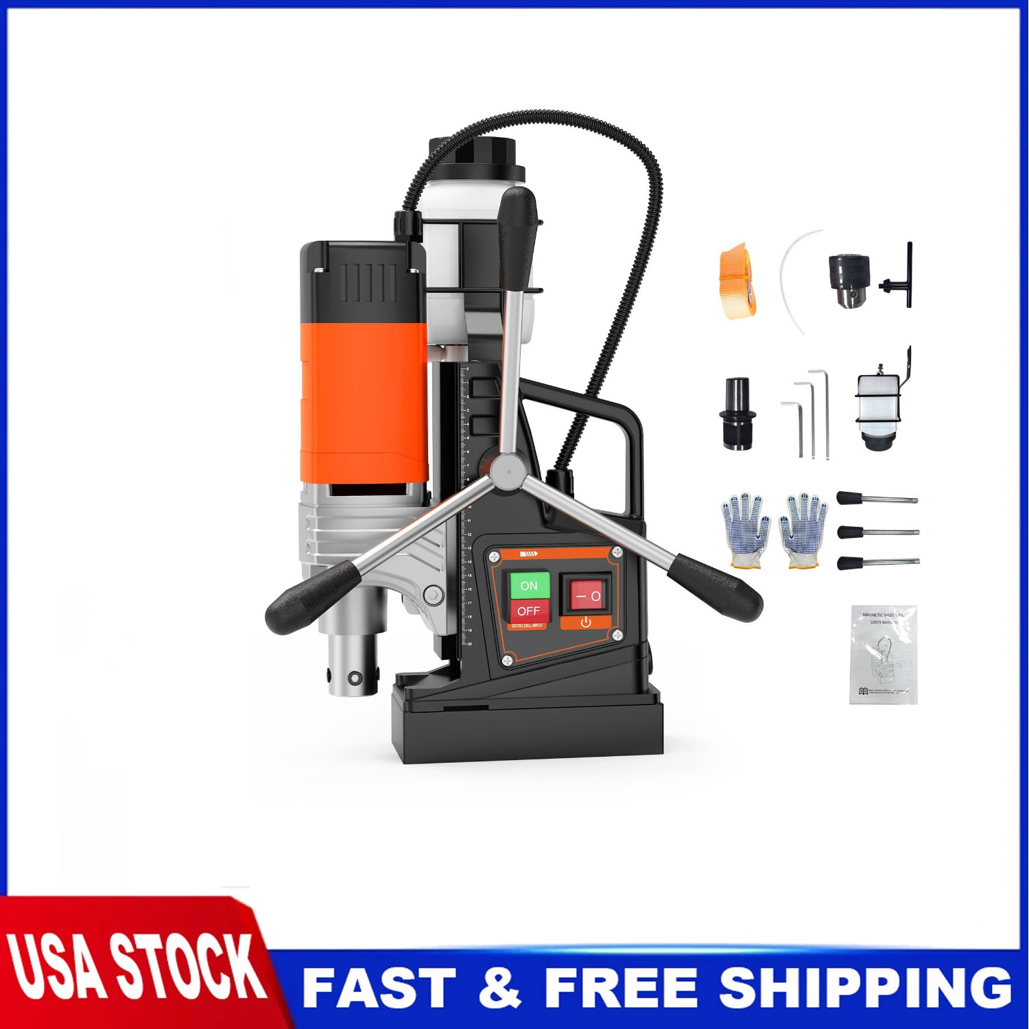 Magnetic Drill 1750W 2922Lbf Power Portable Mag Drill Press 2 in Boring Diameter