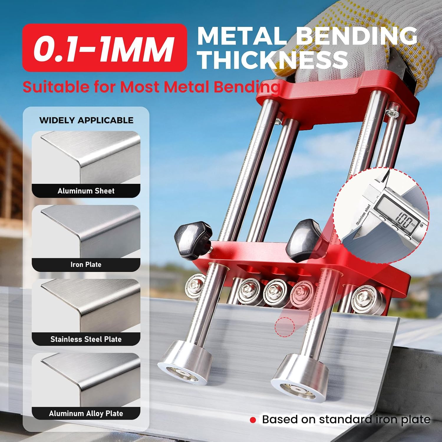 Sheet Metal Roller 2 Station Metal Bender, 0-100° Adjustable Bending, Portable 7
