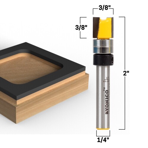 3/8″ Flush Trim Template Router Bit – 1/4″ Shank – Yonico 14062q